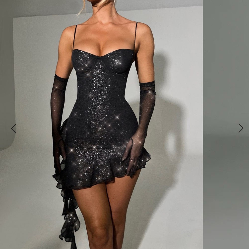 DIXIE MINI DRESS - BLACK SPARKLE babyboo